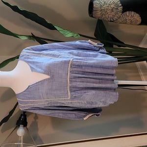 Zara Boho Embroidered Peasant Top